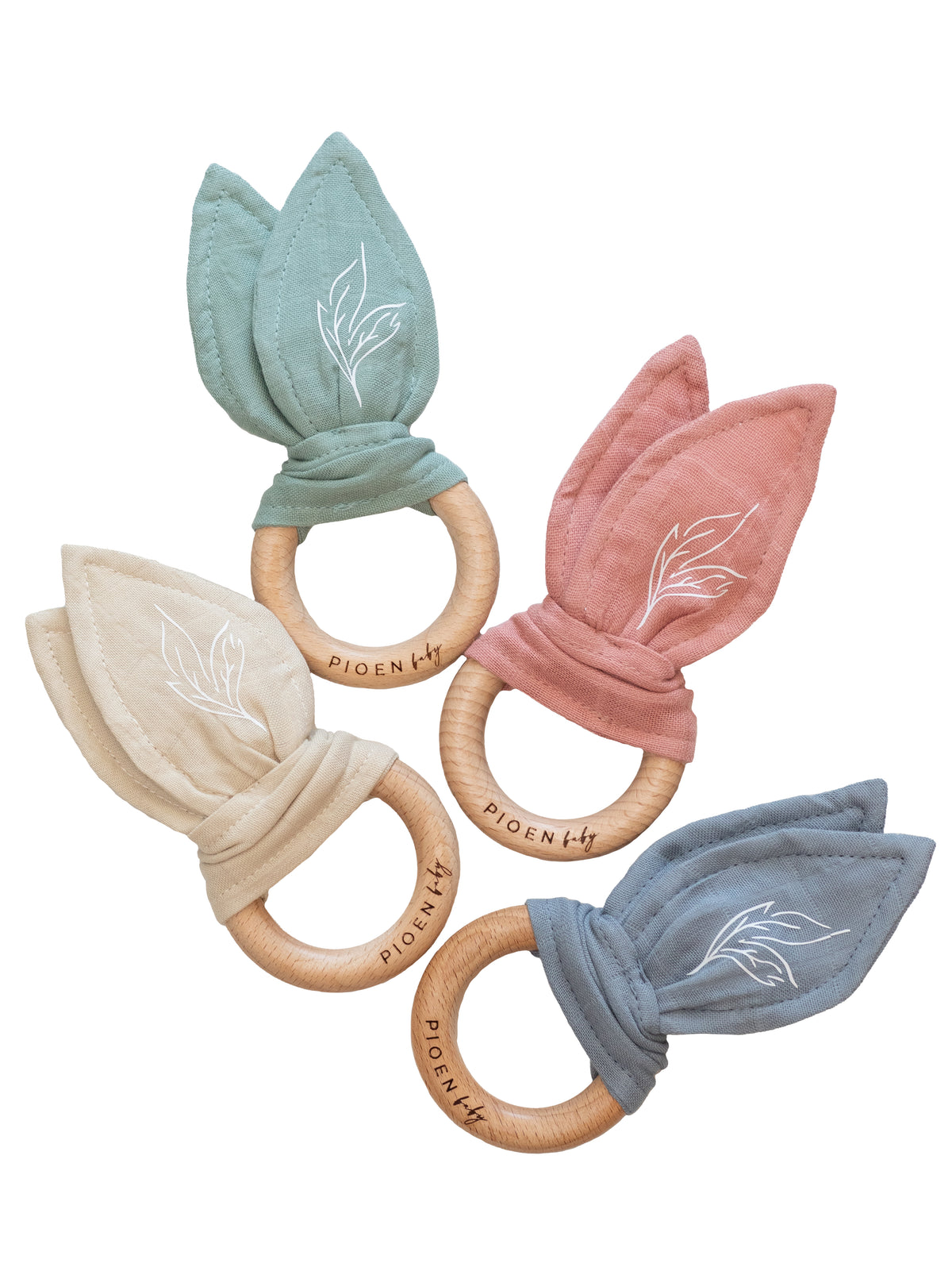 Organic Cotton Baby Rattle Ear Teether – Set of 4