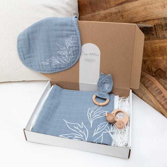 100% Organic Cotton Blue Baby  Gift Set